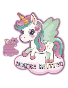 Invitaciones de Pony Arcoíris Feyerr - 30 Tarjetas con Sobres