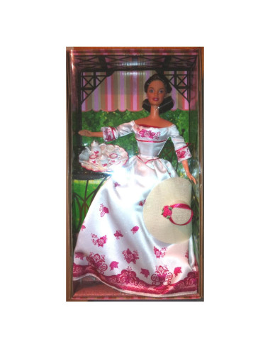 Muñeca Barbie Victoriana Morena 29cm con Juego de Té