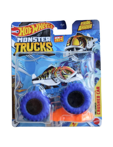 Hot Wheels Monster Trucks Piran-Ahhhh 1:64 con Coche Aplastado