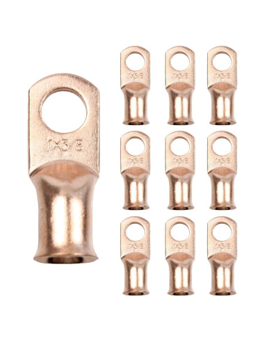 10 Conectores de Terminales de Anillo de Cobre 1AWG PDETVEO