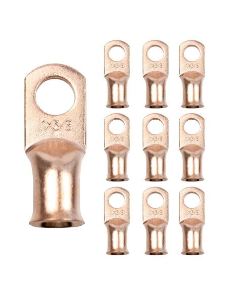 10 Conectores de Terminales de Anillo de Cobre 1AWG PDETVEO