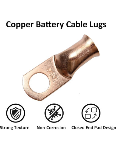 10 Conectores de Terminales de Anillo de Cobre 1AWG PDETVEO
