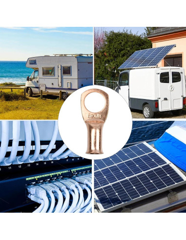 10 Conectores de Terminales de Anillo de Cobre 1AWG PDETVEO