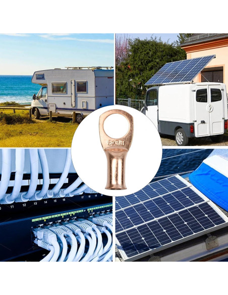 10 Conectores de Terminales de Anillo de Cobre 1AWG PDETVEO