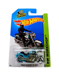 Motocicleta Hot Wheels Harley-Davidson Fat Boy Azul 1:64 2