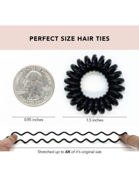 Sujetadores de Coletas Espirales Kitsch - 8 Pcs Negros