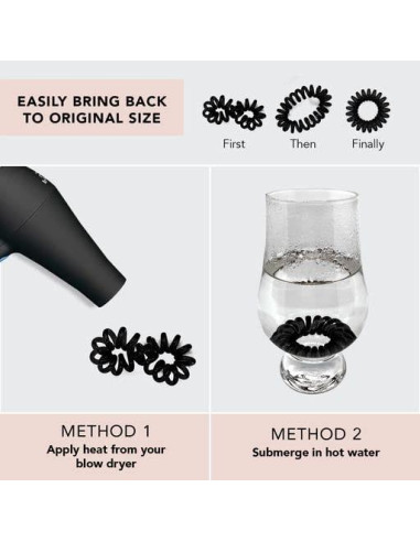 Sujetadores de Coletas Espirales Kitsch - 8 Pcs Negros