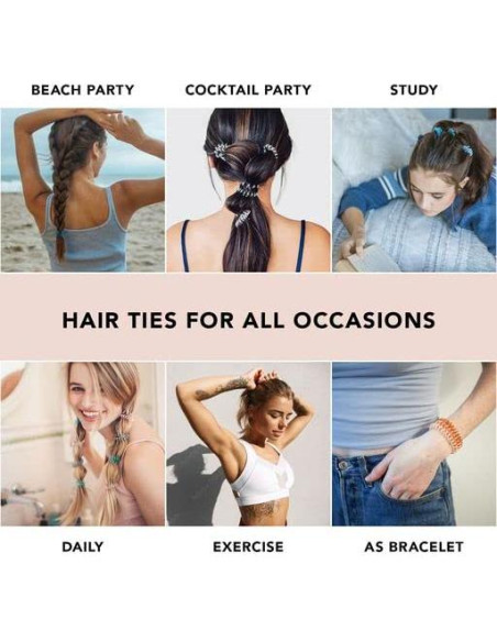 Sujetadores de Coletas Espirales Kitsch - 8 Pcs Negros