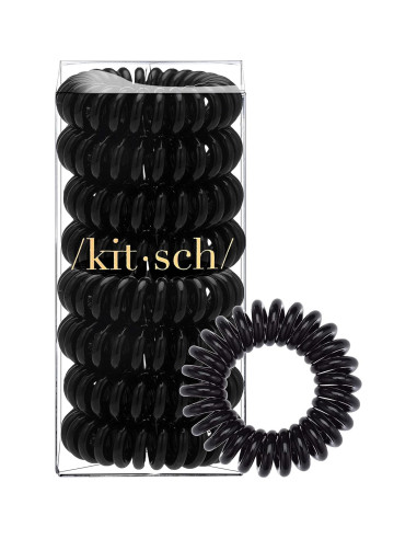 Sujetadores de Coletas Espirales Kitsch - 8 Pcs Negros