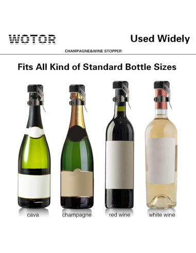 Tapones de Vino y Champagne WOTOR Acero Inoxidable 2 Piezas