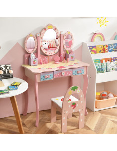 Conjunto de Mesa y Silla de Vanity Costzon para Niños Rosa 2