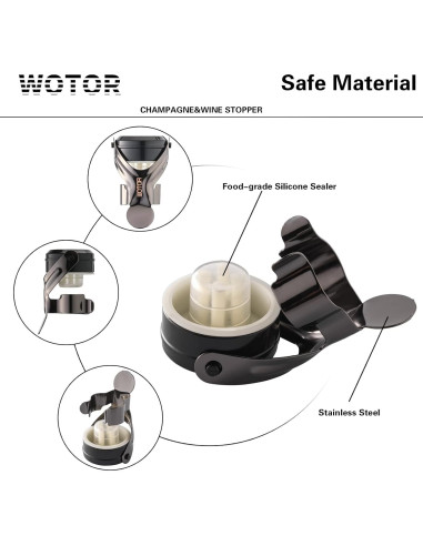 Tapones de Vino y Champagne WOTOR Acero Inoxidable 2 Piezas