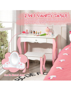 Conjunto de Tocador Infantil Costzon Blanco con Espejo 360 2