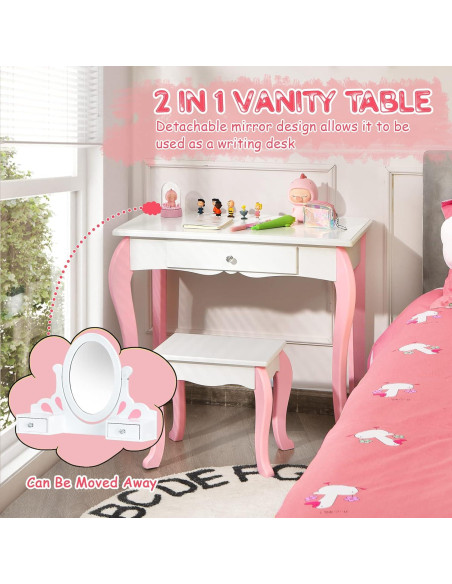 Conjunto de Tocador Infantil Costzon Blanco con Espejo 360