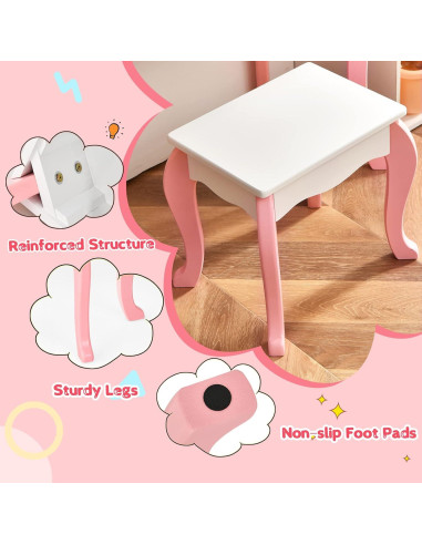 Conjunto de Tocador Infantil Costzon Blanco con Espejo 360