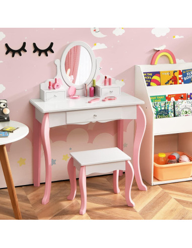 Conjunto de Tocador Infantil Costzon Blanco con Espejo 360