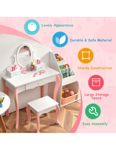 Conjunto de Tocador Infantil Costzon Blanco con Espejo 360
