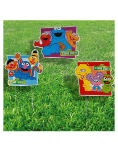 Carteles de Plaza Sésamo de Plástico - 3 Piezas 41.91x40.64 cm