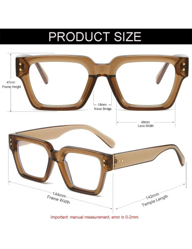 Gafas NIDOVIX Cuadradas Negras Unisex Sin Prescripción