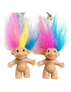 Pendientes Vintage Troll Arcoíris Russ 10.16x9cm 18.14g