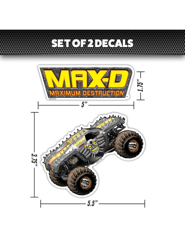 Set de 7 Calcomanías Max-D Monster Jam - Vinilo para Auto y Laptop