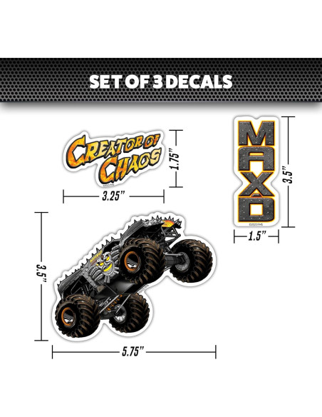 Set de 7 Calcomanías Max-D Monster Jam - Vinilo para Auto y Laptop