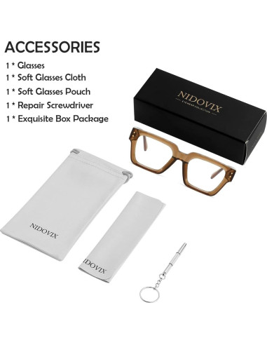 Gafas NIDOVIX Cuadradas Negras Unisex Sin Prescripción