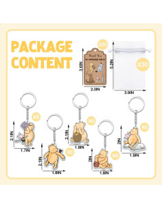 Juego de Recuerdos Baby Shower Winnie 30 Invitados Llaveros 2