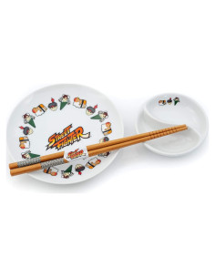 Juego de Sushi Street Fighter - Cerámica Multicolor 3 Piezas