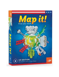 Juego de Geografía Map It USA FoxMind - 200 Cartas, 2 Niveles