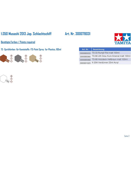 Modelo de barco de guerra Tamiya Musashi 1:350 con soporte