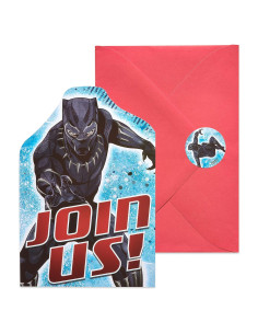 Postales de Invitación Black Panther - 8 Unidades con Sobres