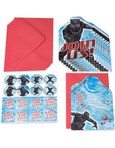 Postales de Invitación Black Panther - 8 Unidades con Sobres 2