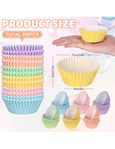 Forros de Cupcake Desechables Whaline 300 Pcs Colores Pastel 2