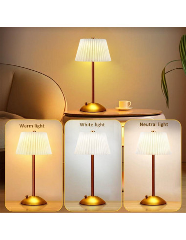 Lámpara de Mesa LED Inalámbrica JHPGEOE Regulable 3 Niveles