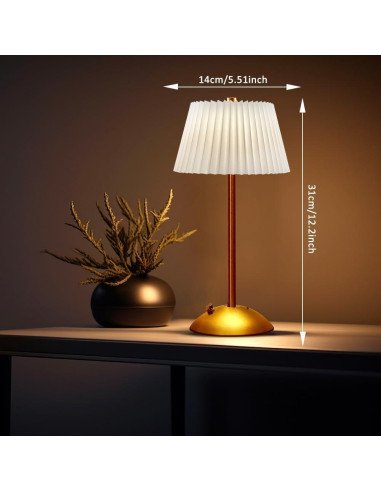 Lámpara de Mesa LED Inalámbrica JHPGEOE Regulable 3 Niveles