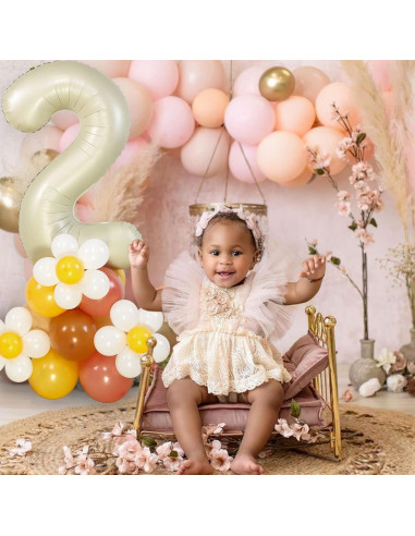 Decoraciones de Fiesta Daisy Two Groovy 70pcs Globos Boho