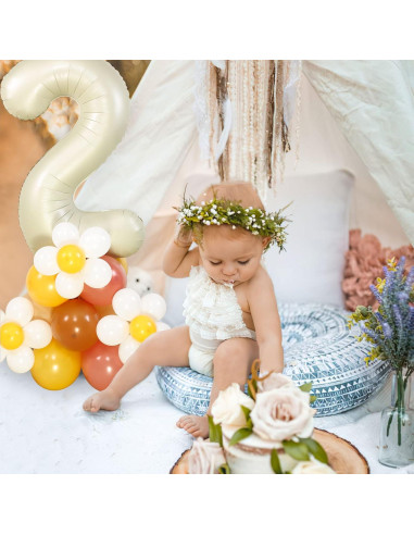 Decoraciones de Fiesta Daisy Two Groovy 70pcs Globos Boho