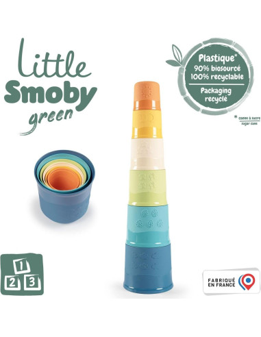 Tazas Apilables Little Smoby Green - 6 Piezas 40 cm