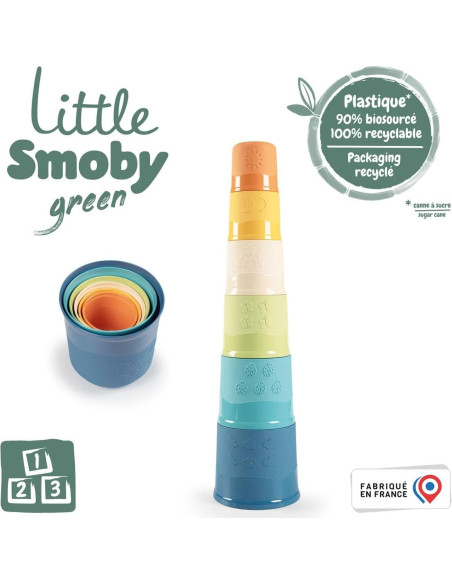 Tazas Apilables Little Smoby Green - 6 Piezas 40 cm