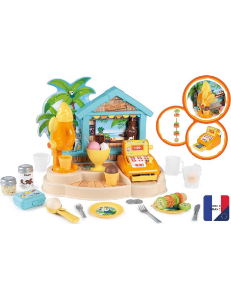 Bar de Playa Smoby con Caja Registradora y Helados - 38 Accesorios