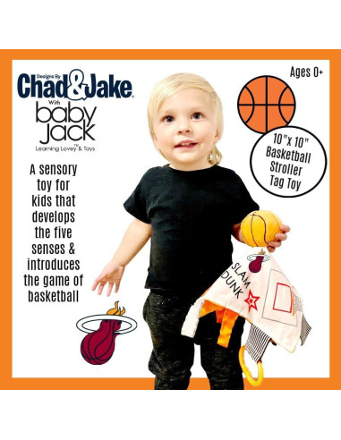 Juguete de Etiqueta para Bebés Baby Jack - Baloncesto NBA - Suave y Seguro - Libre de BPA