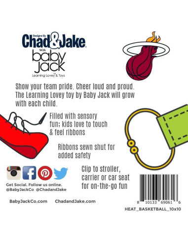 Juguete de Etiqueta para Bebés Baby Jack - Baloncesto NBA - Suave y Seguro - Libre de BPA