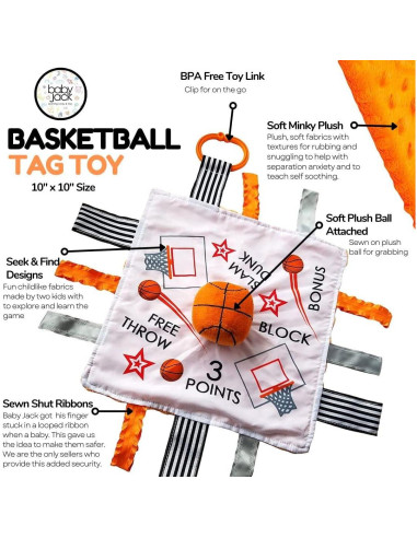 Juguete de Etiqueta para Bebés Baby Jack - Baloncesto NBA - Suave y Seguro - Libre de BPA