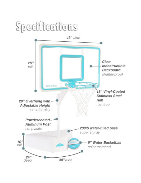 Aro de Baloncesto para Piscina Dunn-Rite Splash & Shoot 18"