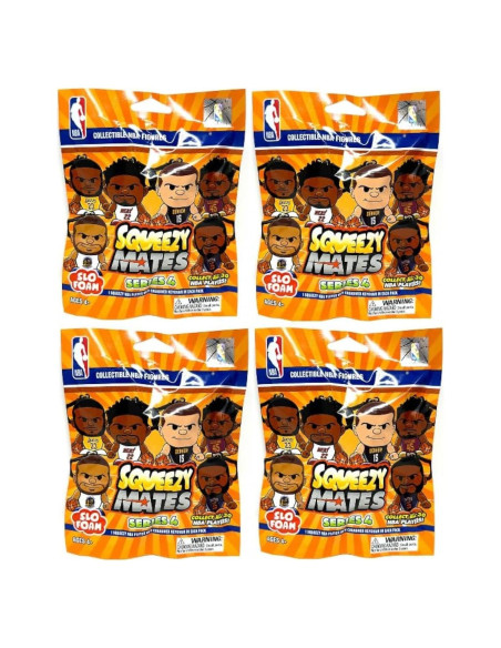 SqueezyMates NBA 2023 Serie 4 - Paquete de 4 Figuras de Espuma