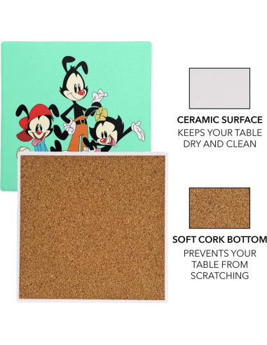 Conjunto de 2 Posavasos Cerámicos Animaniacs 9.9 cm