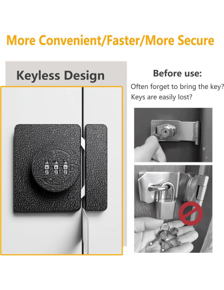 Cerradura de Closet Plowatxi Sin Llave 3 Dígitos Negra 1 Paquete