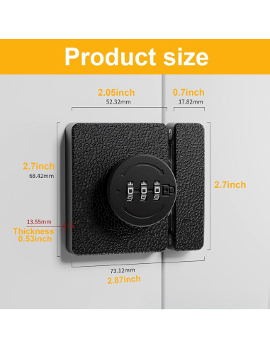 Cerradura de Closet Plowatxi Sin Llave 3 Dígitos Negra 1 Paquete
