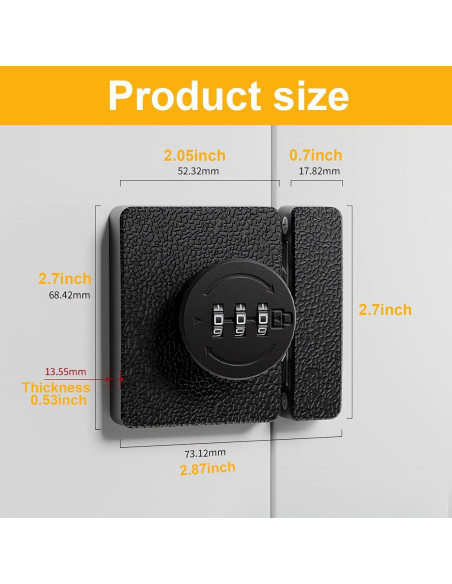 Cerradura de Closet Plowatxi Sin Llave 3 Dígitos Negra 1 Paquete